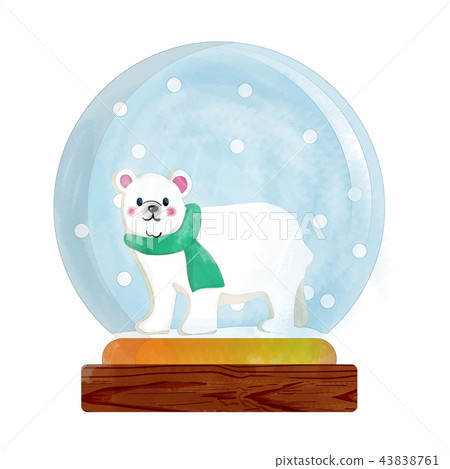 Illustration of watercolor touch of snow dome | Snowman, polar bear | snow dome, globe Illustration of watercolor touch of snow dome | Snowman, polar bear | snow dome, globe 43838761