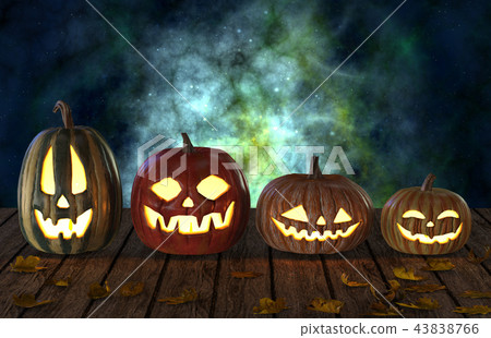 Halloween Pumpkins Jack O Lantern Holiday 3D... - Stock Illustration ...