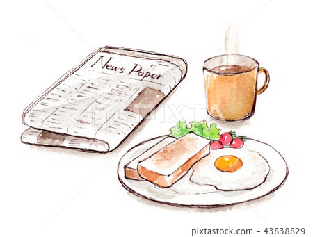 Breakfast Pen Drawing Stock Illustration 43838829 Pixta