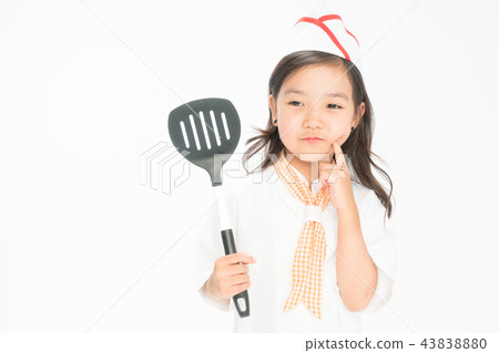 Girl child standing on white background 43838880