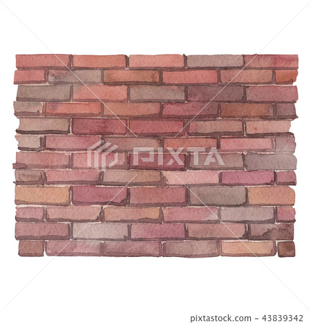 Watercolor brick wall isolated on white background 43839342