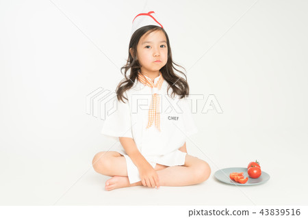 Girl child standing on white background Girl child standing on white background 43839516