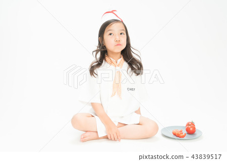 Girl child standing on white background Girl child standing on white background 43839517