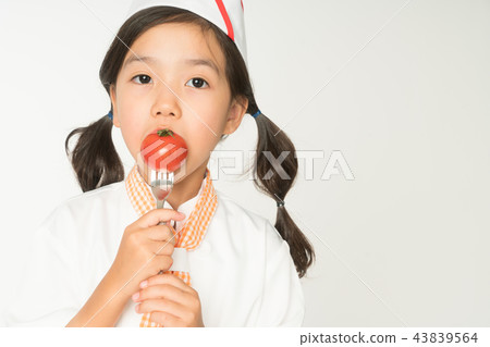 Girl child standing on white background Girl child standing on white background 43839564