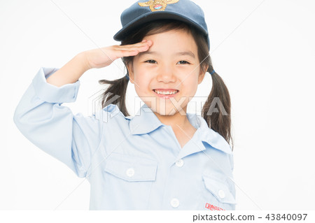 Girl child standing on white background 43840097