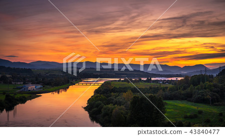 Sunset over a river in Slovakia 43840477