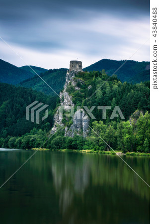 Ruins of the Strecno Castle and the Vah river in Slovakia Ruins of the Strecno Castle and the Vah river in Slovakia 43840488