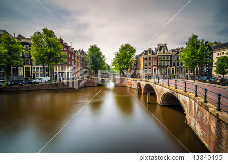 Famous Keizersgracht canal intersection in Amsterdam Famous Keizersgracht canal intersection in Amsterdam 43840495