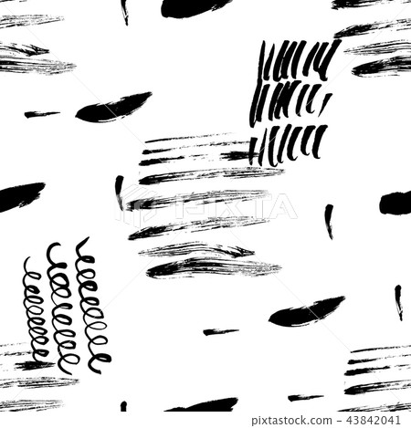 Seamless pattern hand drawn with a brush strokes. Abstract brushstrokes vector illustration. Seamless pattern hand drawn with a brush strokes. Abstract brushstrokes vector illustration. 43842041
