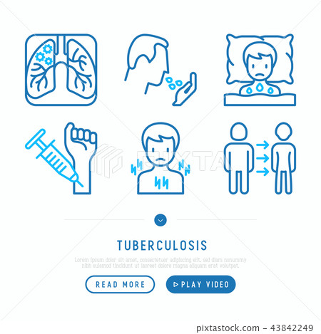 Tuberculosis thin line icons set Tuberculosis thin line icons set 43842249