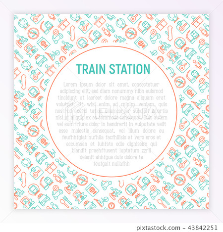 Train station concept with thin line icons Train station concept with thin line icons 43842251