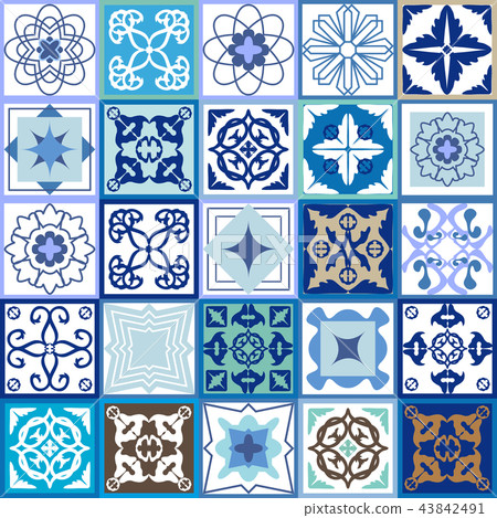 Vintage set of checkered ceramic tiles. Vintage set of checkered ceramic tiles. 43842491