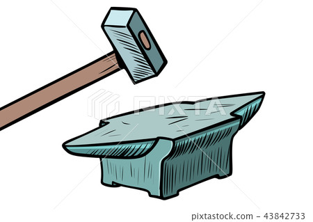 hammer and anvil. blacksmith tool hammer and anvil. blacksmith tool 43842733