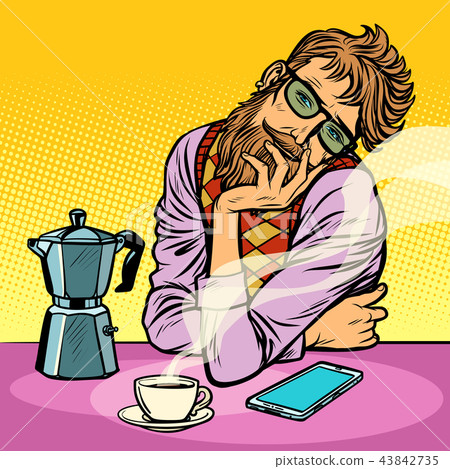 hipster man morning coffee hipster man morning coffee 43842735