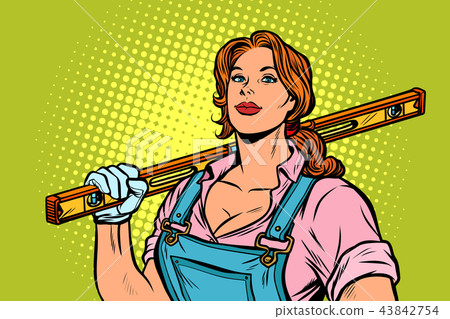 female construction worker with level female construction worker with level 43842754