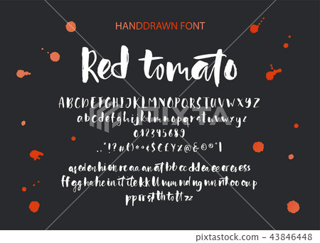 Red tomato. Handdrawn ink brush font. Red tomato. Handdrawn ink brush font. 43846448