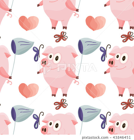 New Year 2019 seamless pattern. New Year 2019 seamless pattern. 43846451