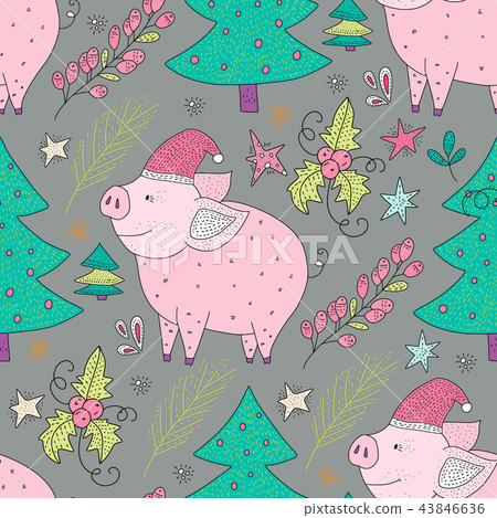 Christmas vector seamless pattern. 43846636