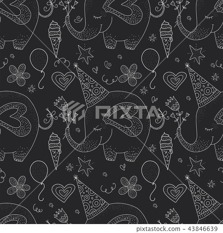 Birthday vector seamless pattern.  43846639