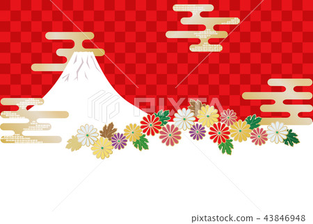 富士山和菊花和日本模式的形象 富士山和菊花和日本模式的形象 43846948