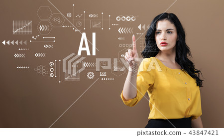 AI text with business woman AI text with business woman 43847421