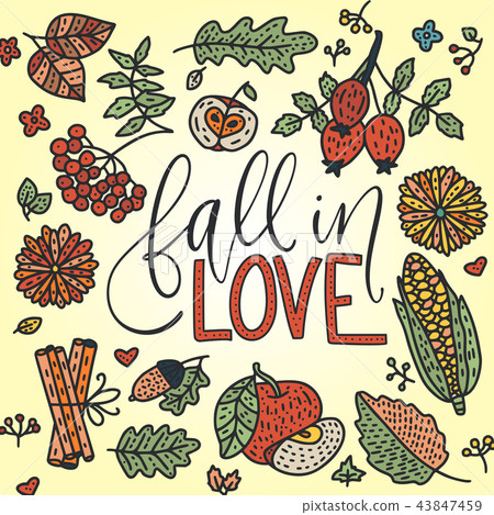 Autumn vector lettering card. Autumn vector lettering card. 43847459