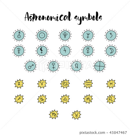 Astrology doodle symbols. 43847467