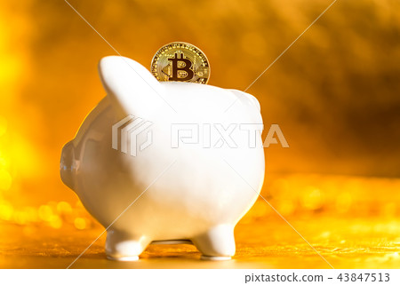Bitcoin with a piggy bank Bitcoin with a piggy bank 43847513
