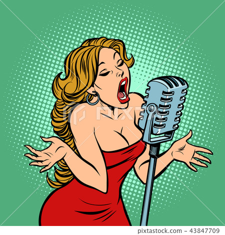 woman singer at the microphone. Music concert scene 43847709