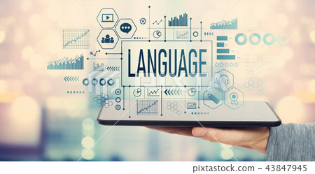 Language with tablet computer Language with tablet computer 43847945