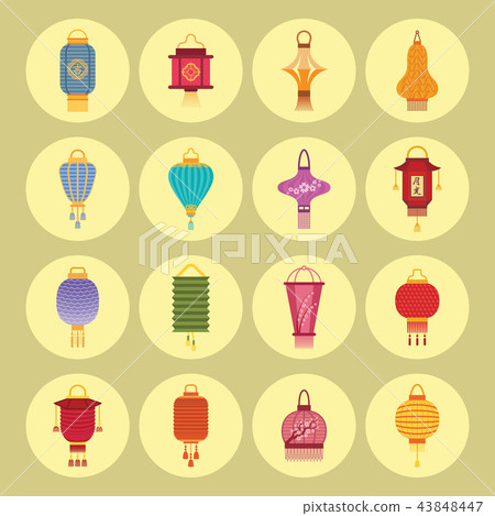 Chinese lantern light paper holiday celebrate asian graphic celebration lamp vector illustration. Chinese lantern light paper holiday celebrate asian graphic celebration lamp vector illustration. 43848447