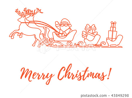 Santa Claus with Christmas presents in sleighs Santa Claus with Christmas presents in sleighs 43849298
