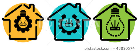 Smart home concept flat vector logo set  43850574