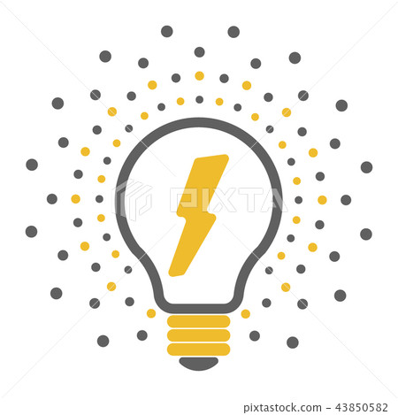 Vector light bulb outline icons with dots around 43850582