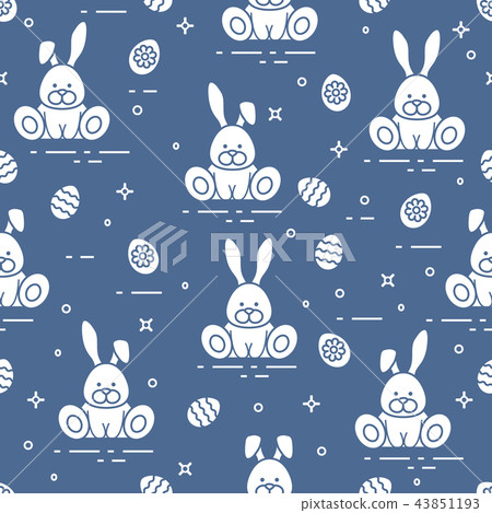 Pattern with Easter rabbits, decorated eggs Pattern with Easter rabbits, decorated eggs 43851193