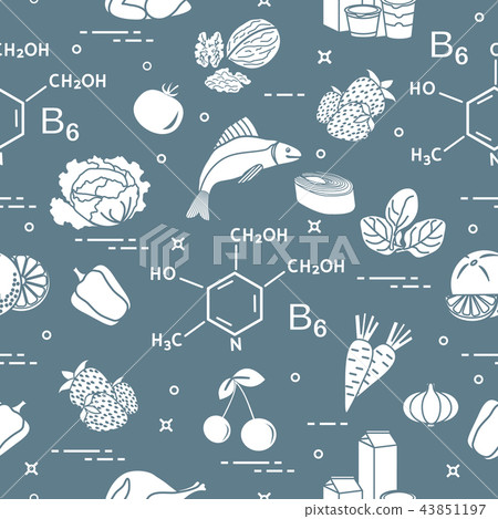 Seamless pattern with foods rich in vitamin B6 Seamless pattern with foods rich in vitamin B6 43851197