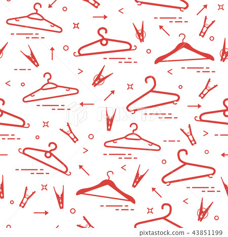 Pattern with clothes hangers and clothespins Pattern with clothes hangers and clothespins 43851199