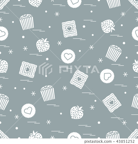 Cute seamless pattern with different romantic 43851252