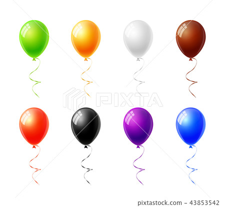 Colorful balloons set isolated on white background - Stock Illustration ...