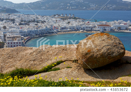 Chora. Mykonos. Aerial view of the city. Chora. Mykonos. Aerial view of the city. 43853672