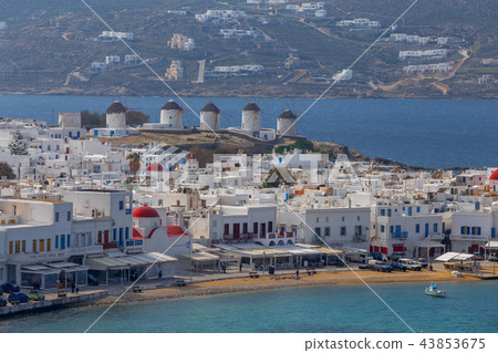Chora. Mykonos. Aerial view of the city. Chora. Mykonos. Aerial view of the city. 43853675