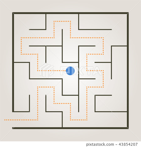 Simple maze with path solution - Stock Illustration [43854207] - PIXTA