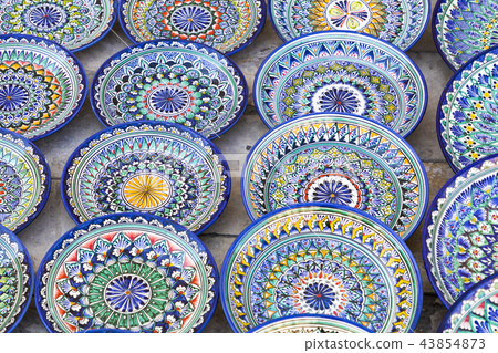 Plates and pots on a street Chorsu bazaar Plates and pots on a street Chorsu bazaar 43854873