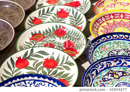Plates and pots on a street Chorsu bazaar Plates and pots on a street Chorsu bazaar 43854877