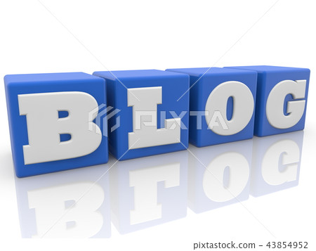 Blog concept in blue color toy cubic 43854952