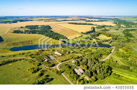 Aerial landscape of Russian Chernozemye. Shuklino village, Kursk region Aerial landscape of Russian Chernozemye. Shuklino village, Kursk region 43855038