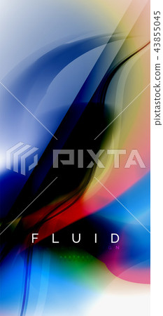 Color flowing wave, trendy liquid design template 43855045