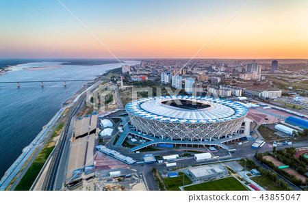 Aerial view of the Volgograd Arena on a bank of the Volga River. Russia Aerial view of the Volgograd Arena on a bank of the Volga River. Russia 43855047