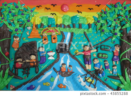 plasticine show  life of Thai people in Thailand. 43855288