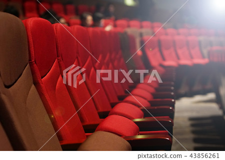 Red Velvet Fabric Cloth Empty Many Seats Row 43856261